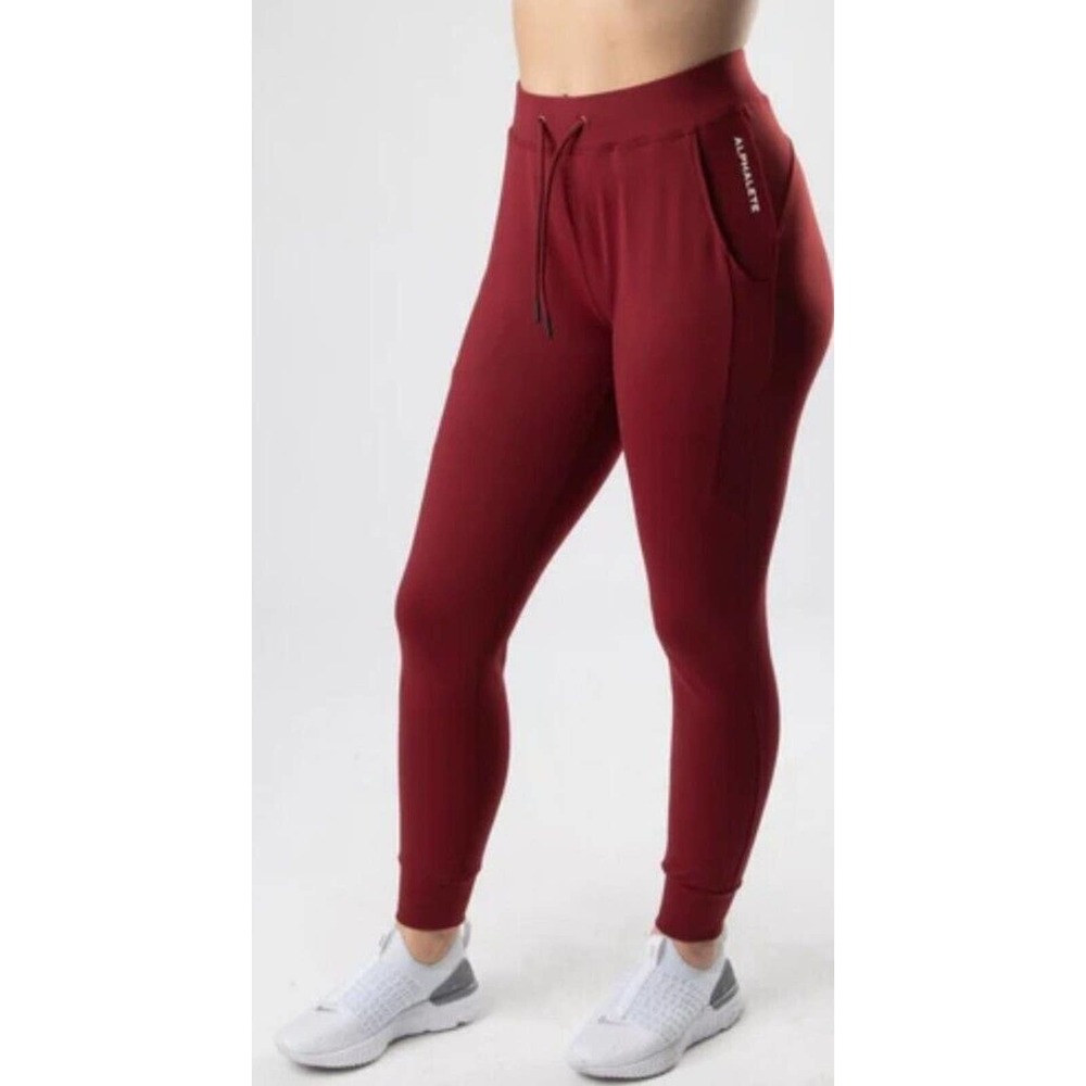 Alphalete Maroon Drawstring Track Joggers